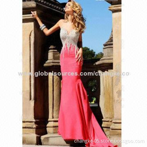2014 new evening dress, mermaid with crystal beads decoration